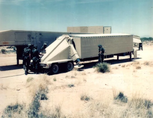 AN/TPY-2 forward-based X-band radar equipment at a test site.