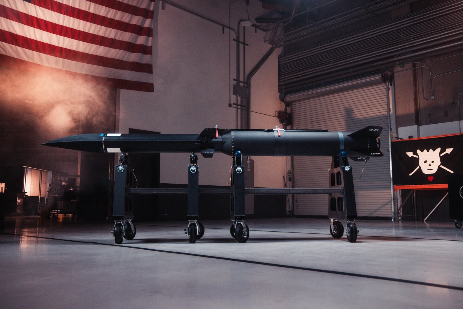 Castelion Blackbeard missile displayed on stands at its reveal