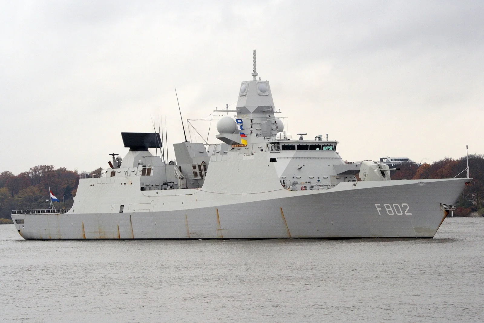 De Zeven Provinciën-class frigate HNLMS De Zeven Provinciën in Hamburg harbor
