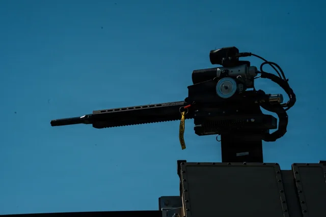 An Edda counter-drone turret at the Sandhills 2.0 exercise at Fort Bragg