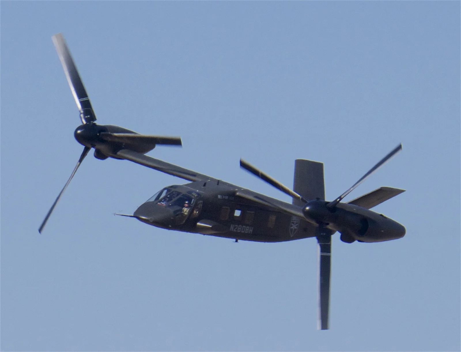 Bell V-280 Valor technology demonstrator banking during a flight demonstration