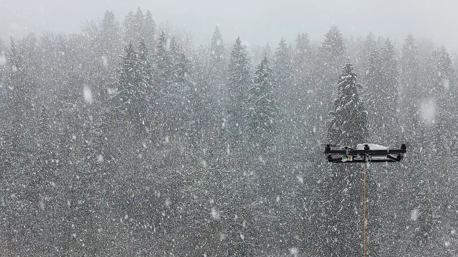 Fotokite Sigma tethered aircraft operating in snow
