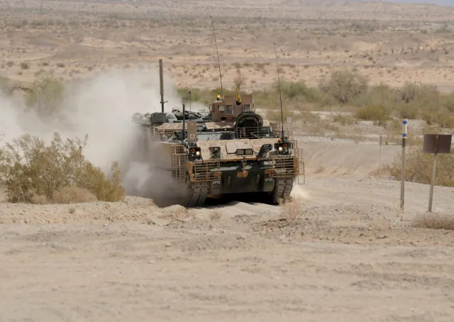 An Armored Multi-Purpose Vehicle (AMPV) undergoes testing at Yuma Proving Ground.