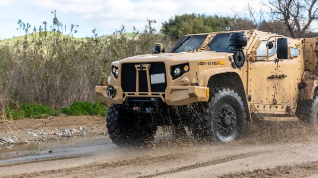 A Joint Light Tactical Vehicle during a U.S. Marine Corps demonstration.