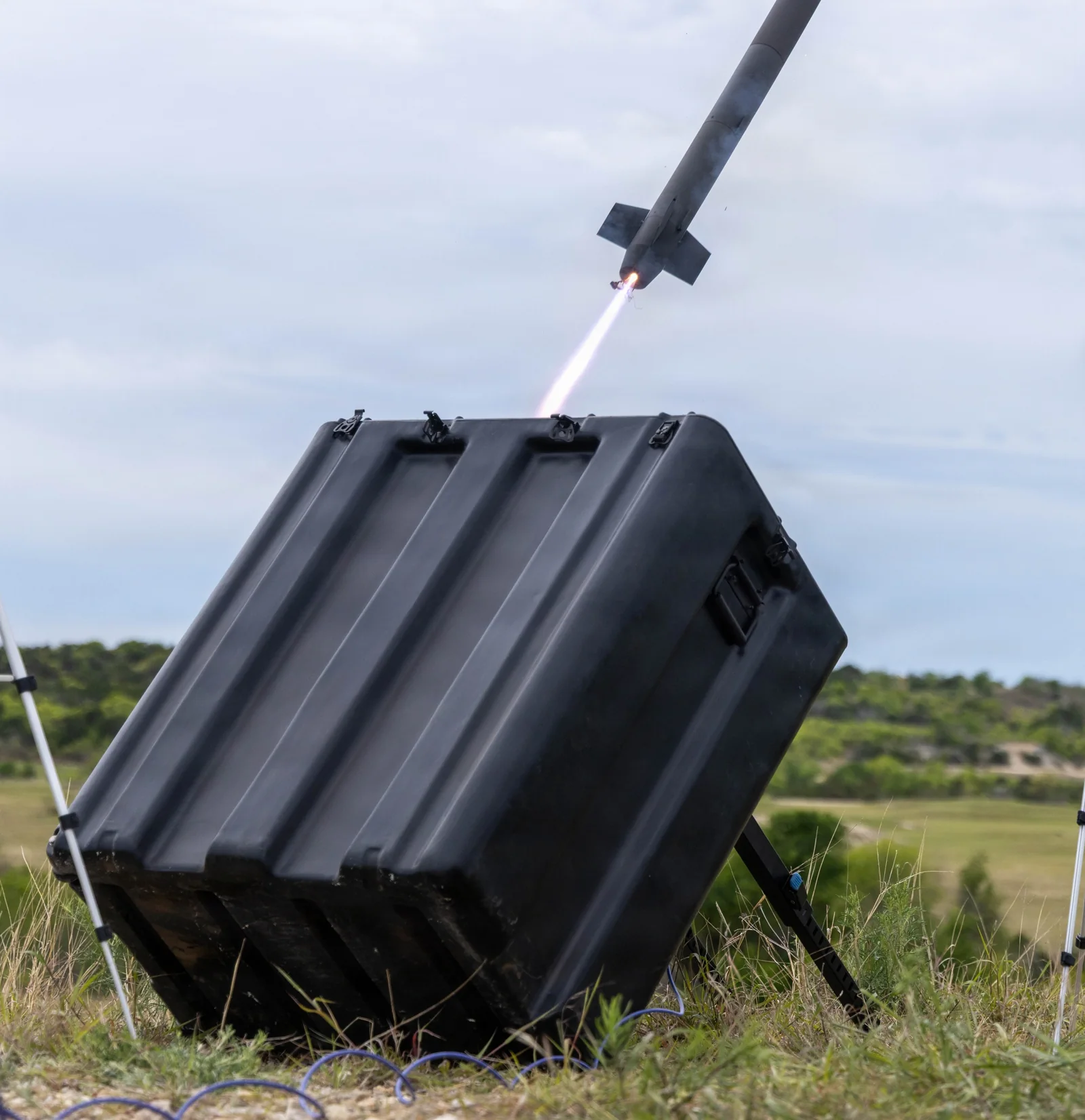 A Perseus Defense Harpe rocket launching during a Golden Shield test at Fort Hood