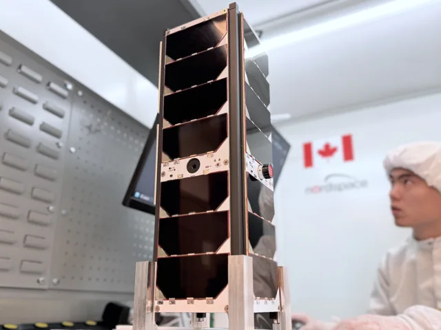 NordSpace Terra Nova BLK I satellite undergoing assembly in a clean room