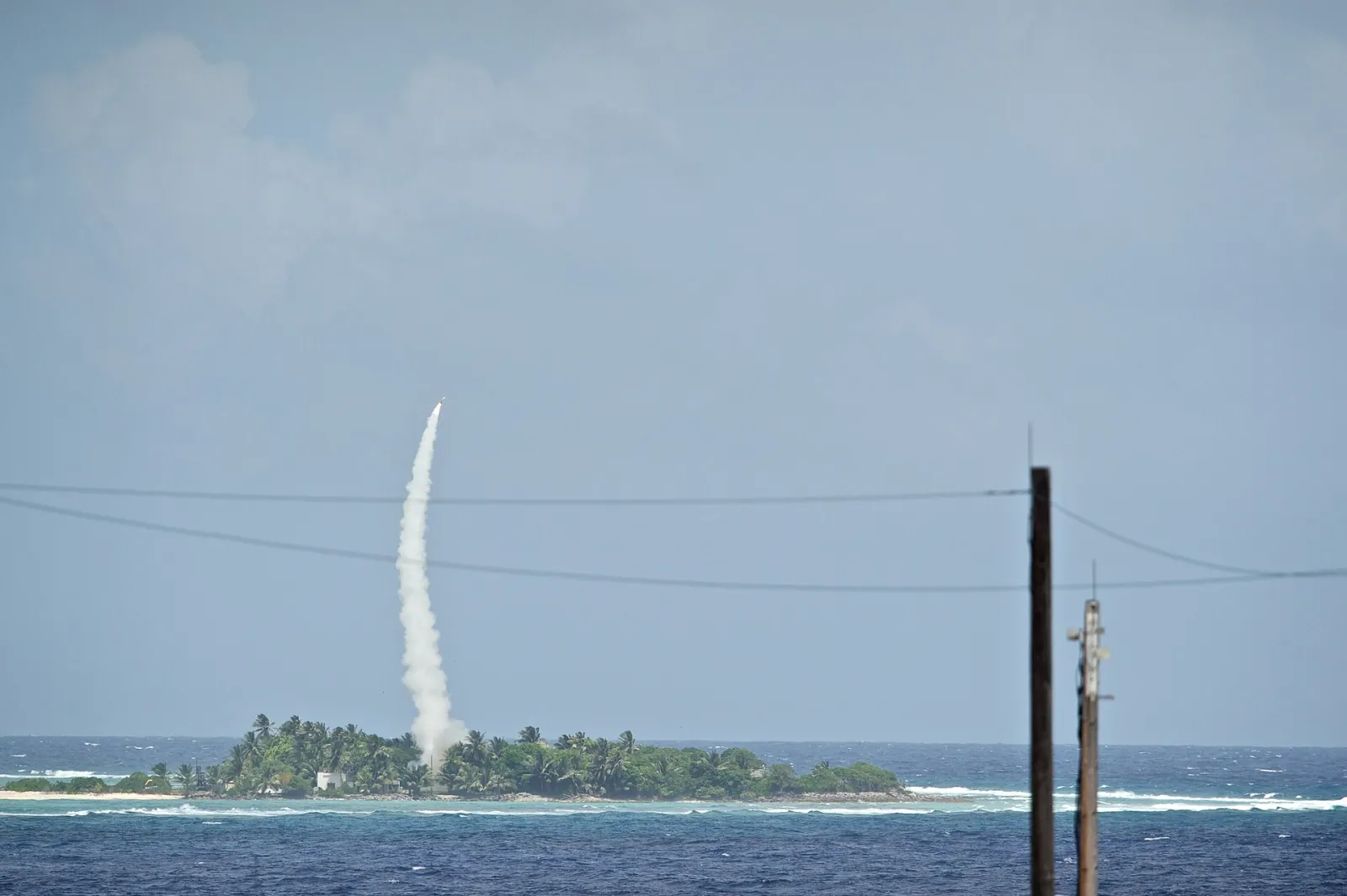 A PAC-3 interceptor launching from Omelek Island during a Missile Defense Agency integrated flight test