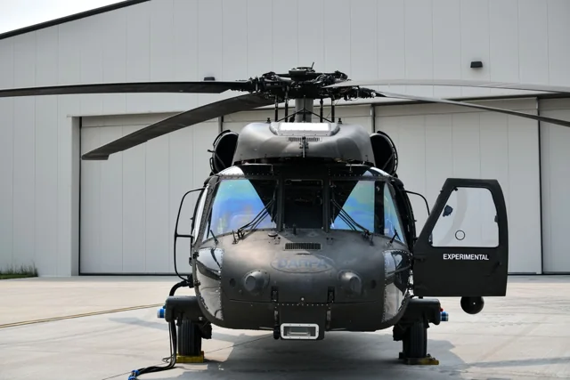 The DARPA optionally piloted Black Hawk demonstrator used to test Sikorsky MATRIX autonomy at Northern Strike 25-2