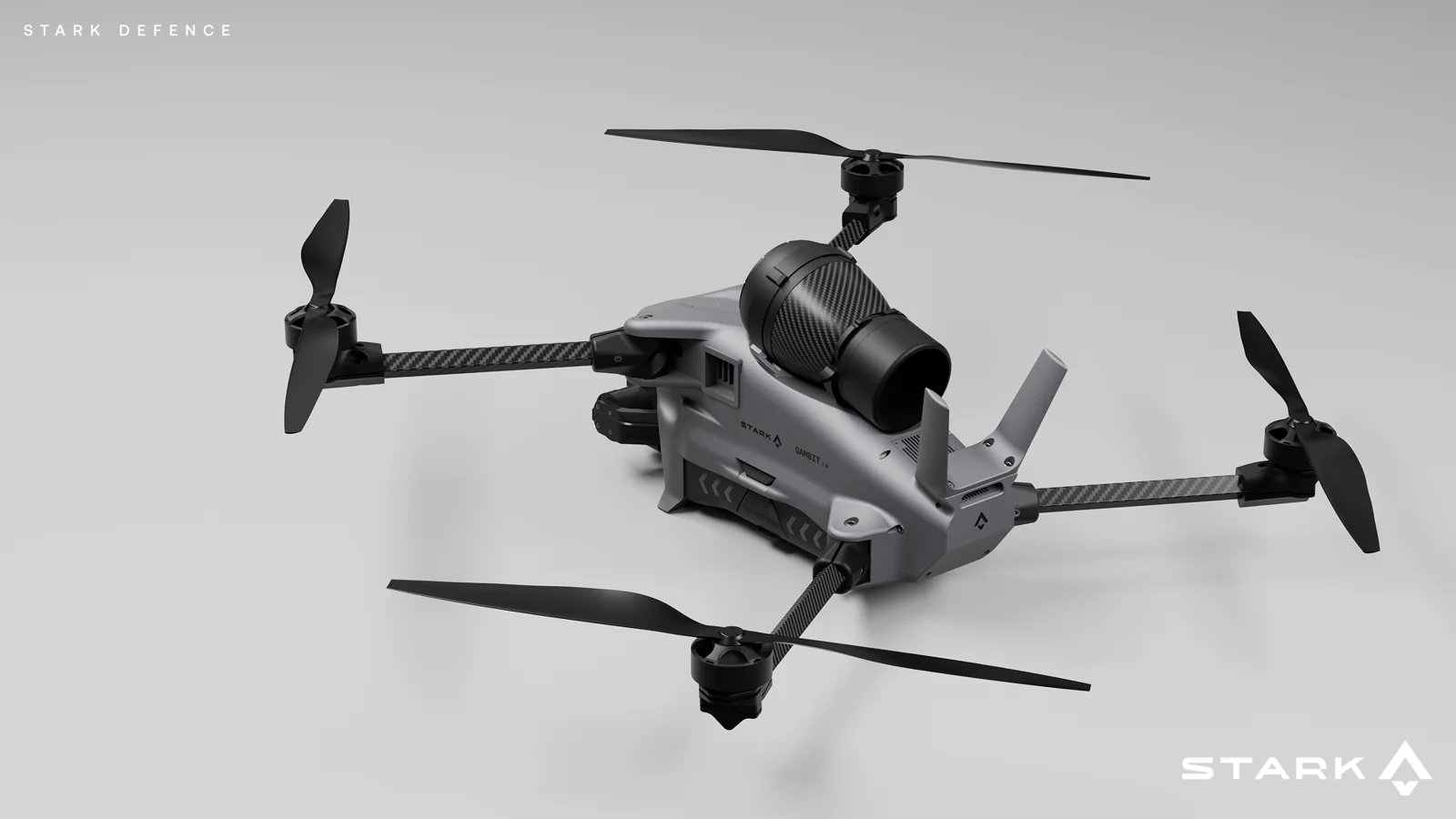 STARK Gambit Strike product rendering showing its four rotors and central airframe